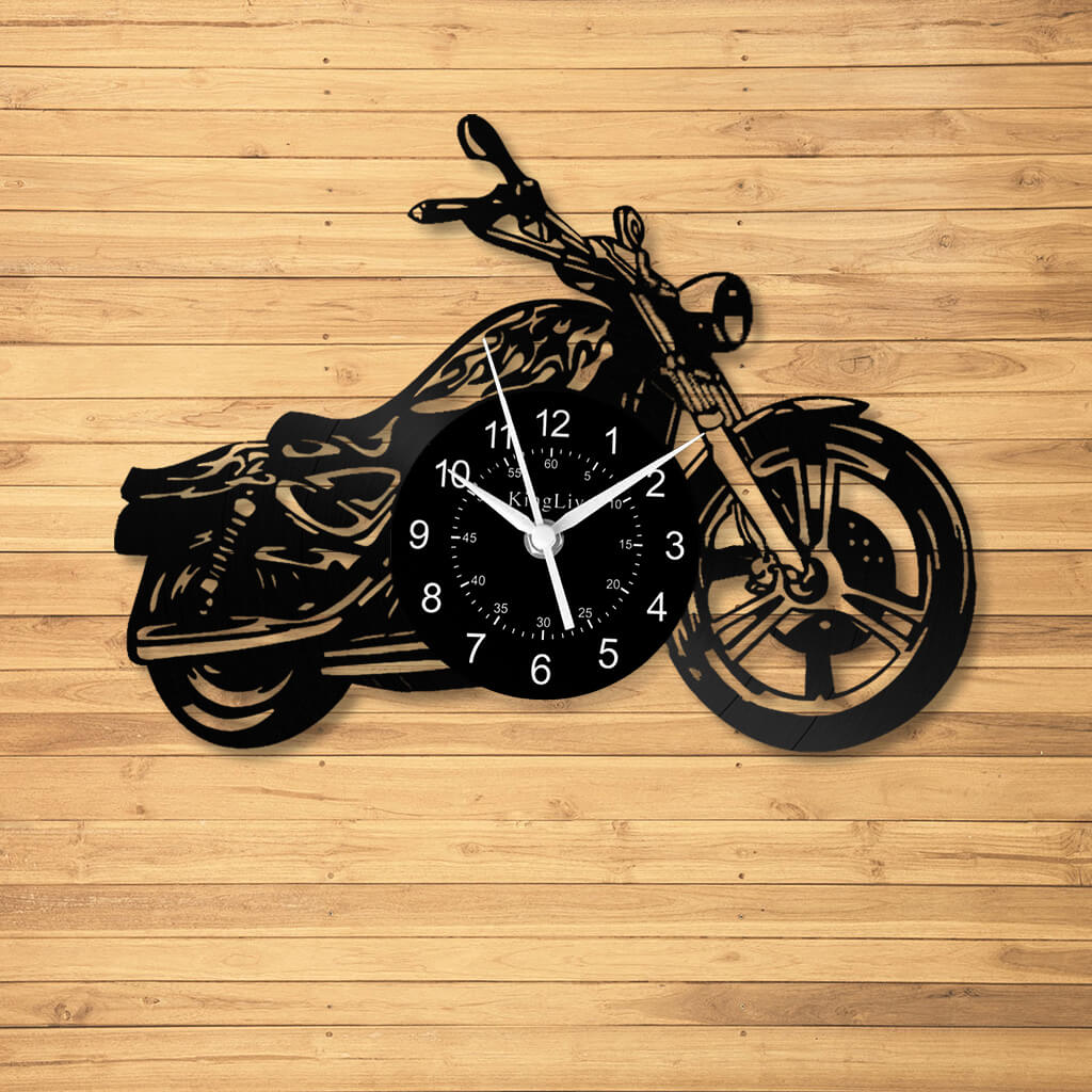 LED Vinyl Wall Clock | Motorcycle | 12'' | 0132WPB
