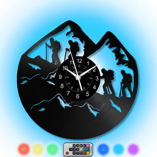 LED Vinyl Wall Clock | Mountain Climbers | 12'' | 0247WPB