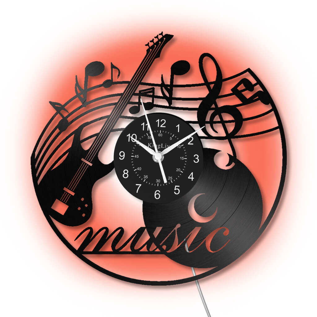 LED Vinyl Wall Clock | Music Bass | 12'' | 0206WPB