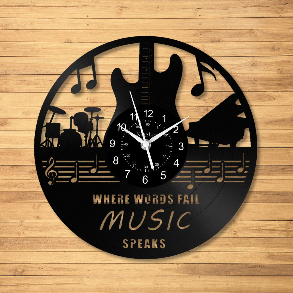 LED Vinyl Wall Clock | Guitar Music | 12''