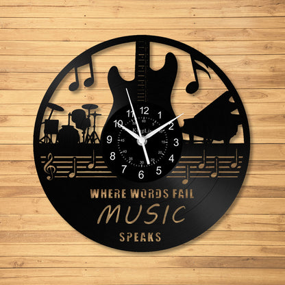 LED Vinyl Wall Clock | Guitar Music | 12''