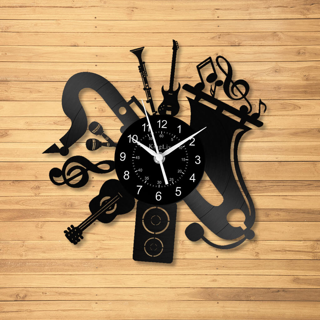 LED Vinyl Wall Clock | Musical Instrument | 12'' | 0212WPB