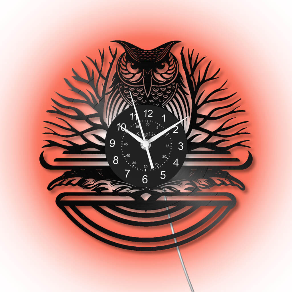 LED Vinyl Wall Clock | Owl | 12'' | 0162WPB