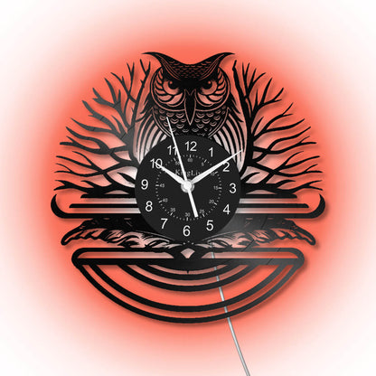 LED Vinyl Wall Clock | Owl | 12'' | 0162WPB