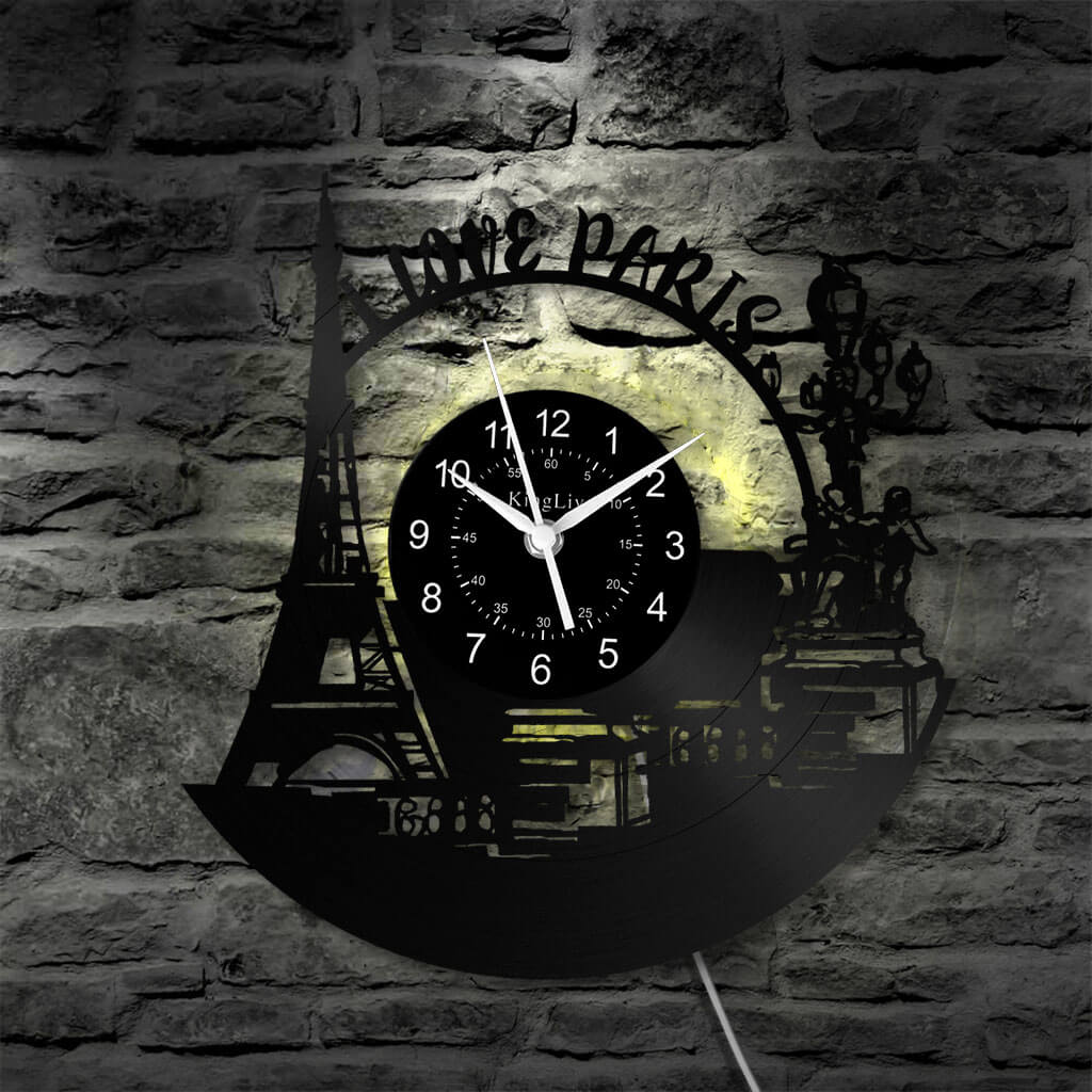 LED Vinyl Wall Clock | Paris Eiffel Tower | 12'' | 0271WPB