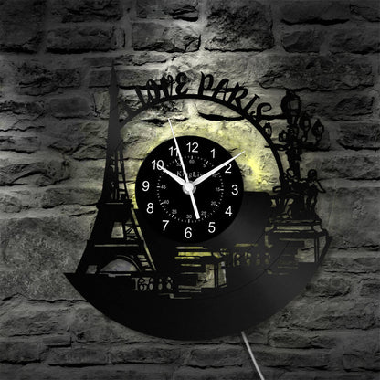 LED Vinyl Wall Clock | Paris Eiffel Tower | 12'' | 0271WPB