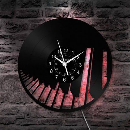 LED Vinyl Wall Clock | Piano Music | 12'' | 0207WPB
