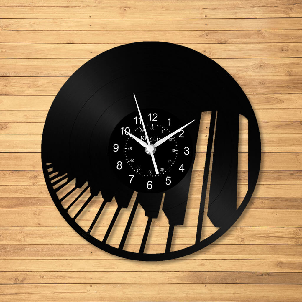 LED Vinyl Wall Clock | Piano Music Note | 12''