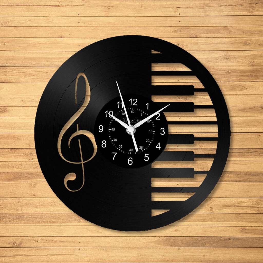 LED Vinyl Wall Clock | Piano Music Note | 12''