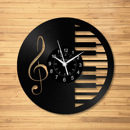 LED Vinyl Wall Clock | Piano Music Note | 12''