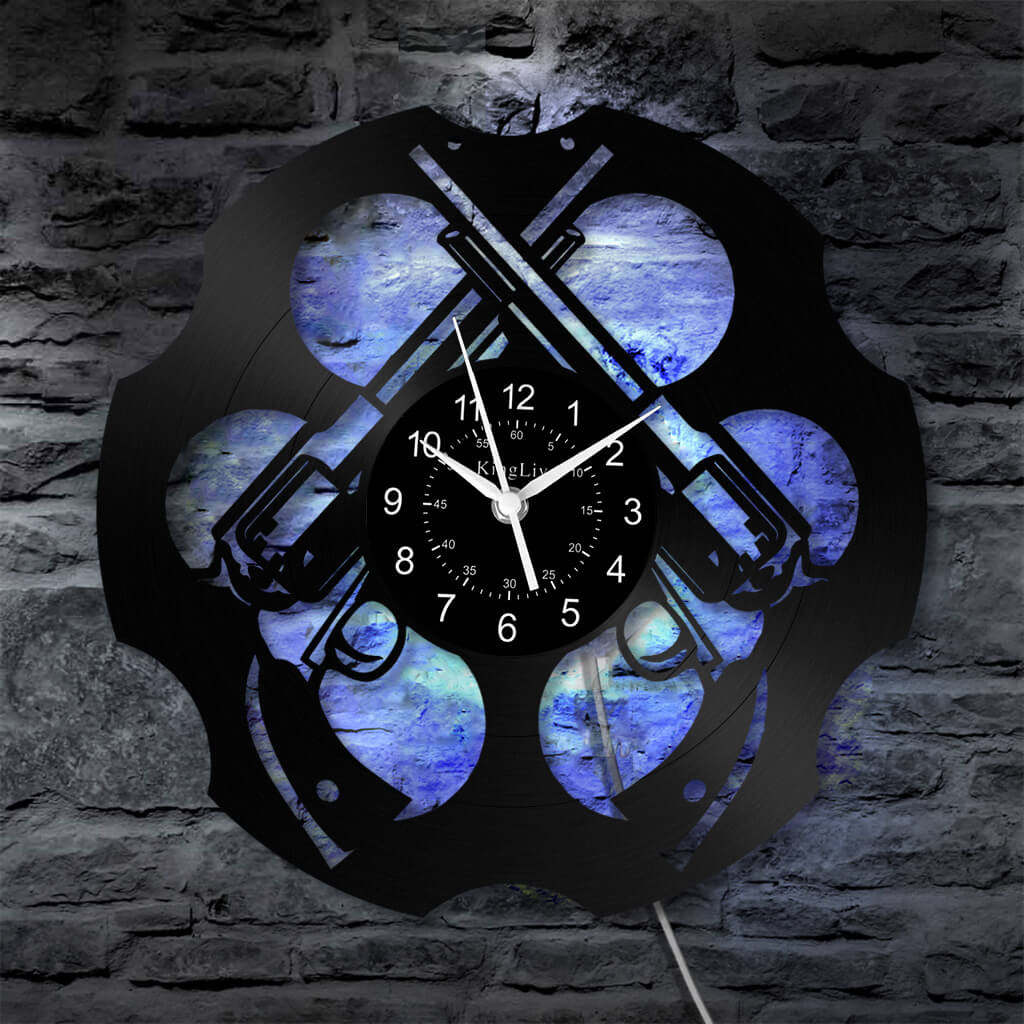 LED Vinyl Wall Clock | Pistol | 12'' | 0284WPB