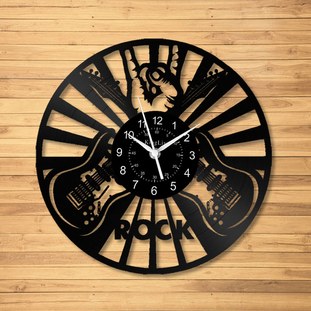 LED Vinyl Wall Clock | Guitar Music | 12''