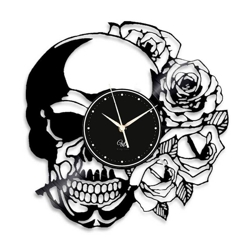 Skeleton LED Vinyl Wall Clock Record Clock Wall Decor Art Black