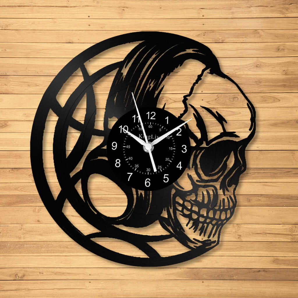 LED Vinyl Wall Clock | Skull | 12'' | 0122WPB