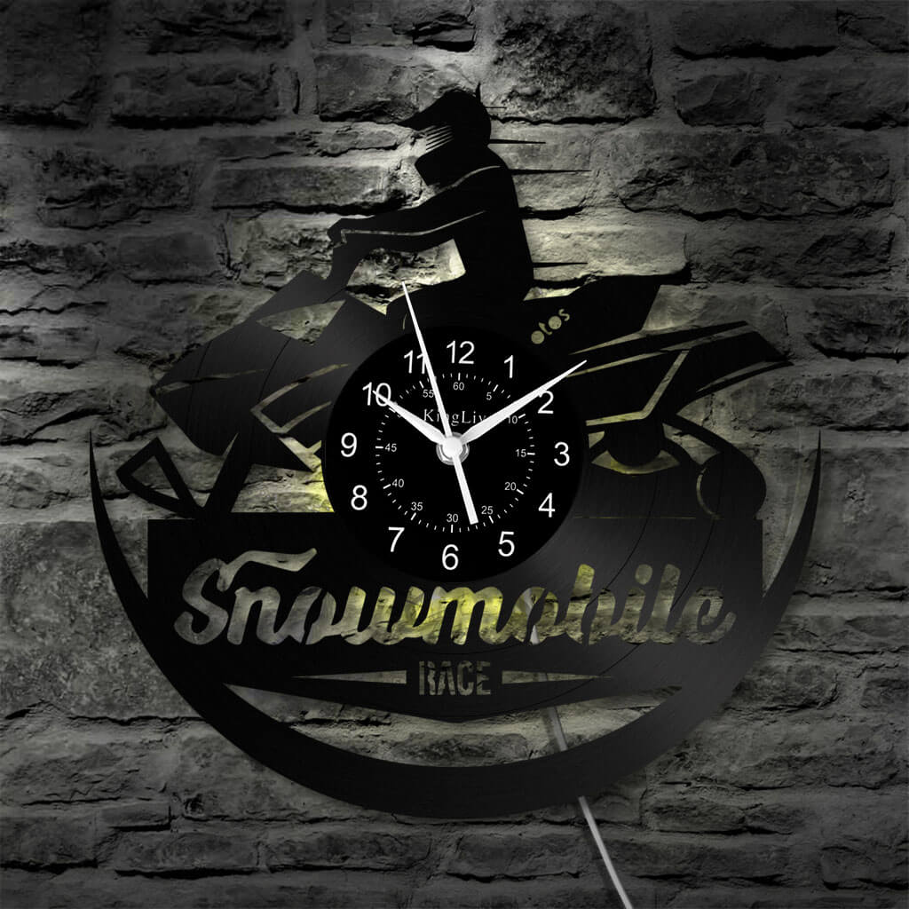 LED Vinyl Wall Clock | Snowmobile | 12'' | 0279WPB