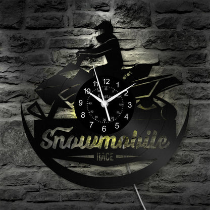 LED Vinyl Wall Clock | Snowmobile | 12'' | 0279WPB