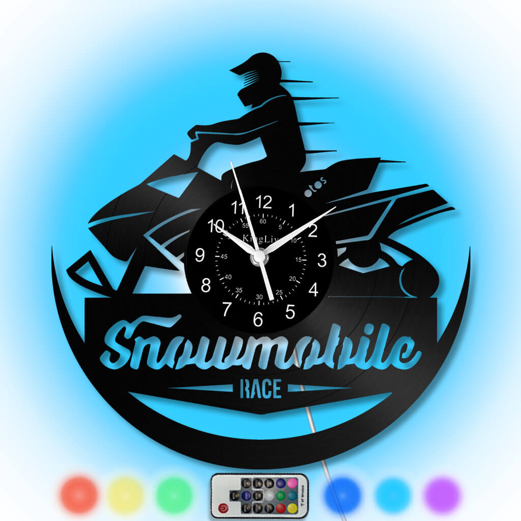 LED Vinyl Wall Clock | Snowmobile | 12'' | 0279WPB