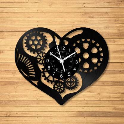 LED Vinyl Wall Clock | Steampunk Heart | 12'' | 0148WPB