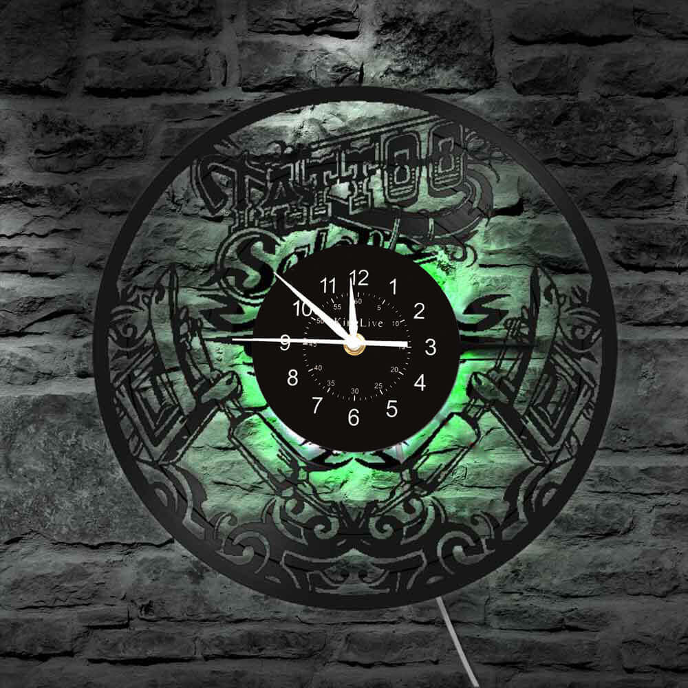 Tattoo Studio Led Vinyl Record Wall Clock