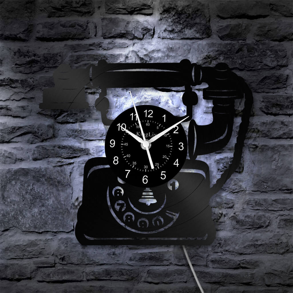 LED Vinyl Wall Clock | Telephone | 12'' | 0288WPB