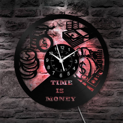 LED Vinyl Wall Clock | Time is Money | 12'' | 0270WPB