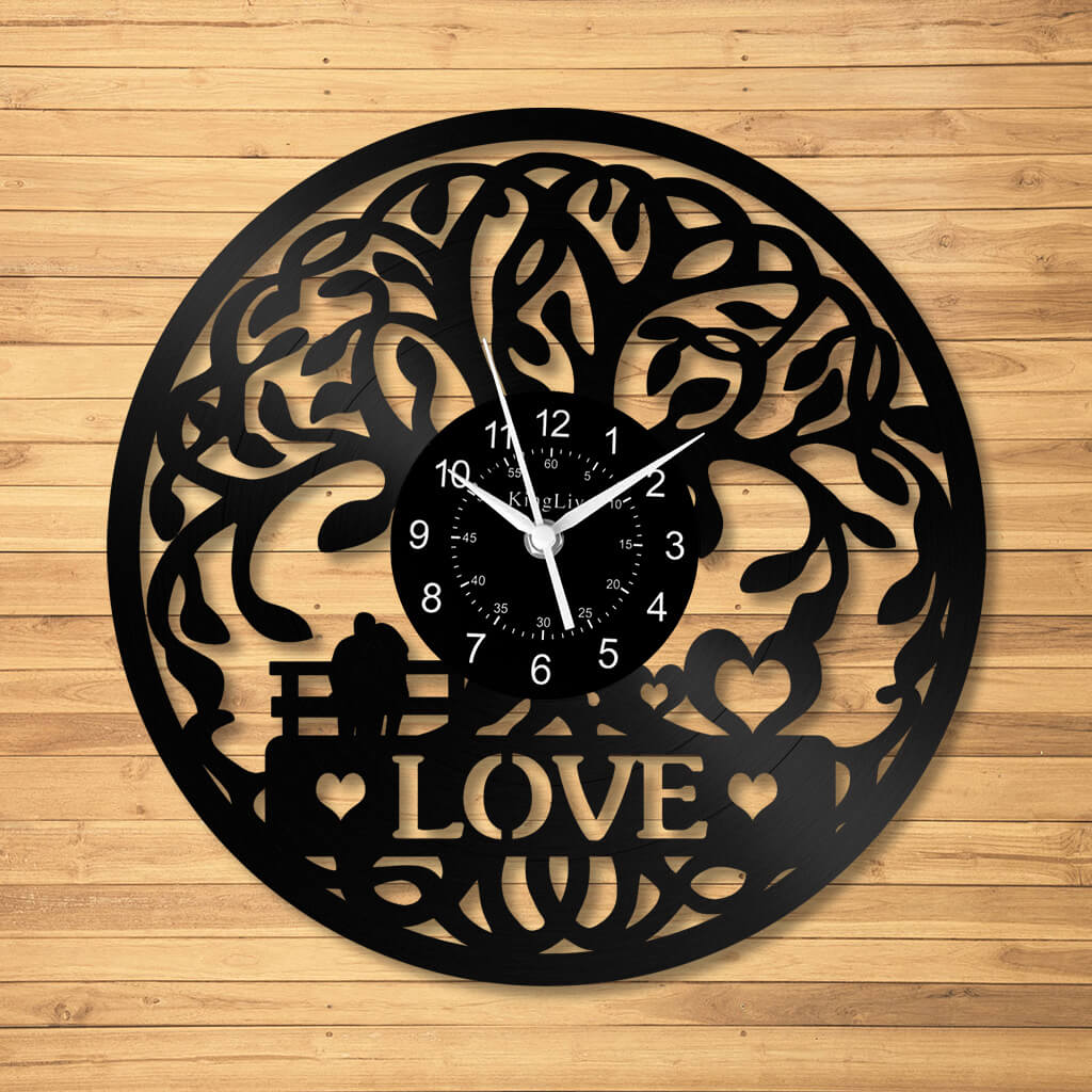 LED Vinyl Wall Clock | Tree of Love | 12'' | 0305WPB