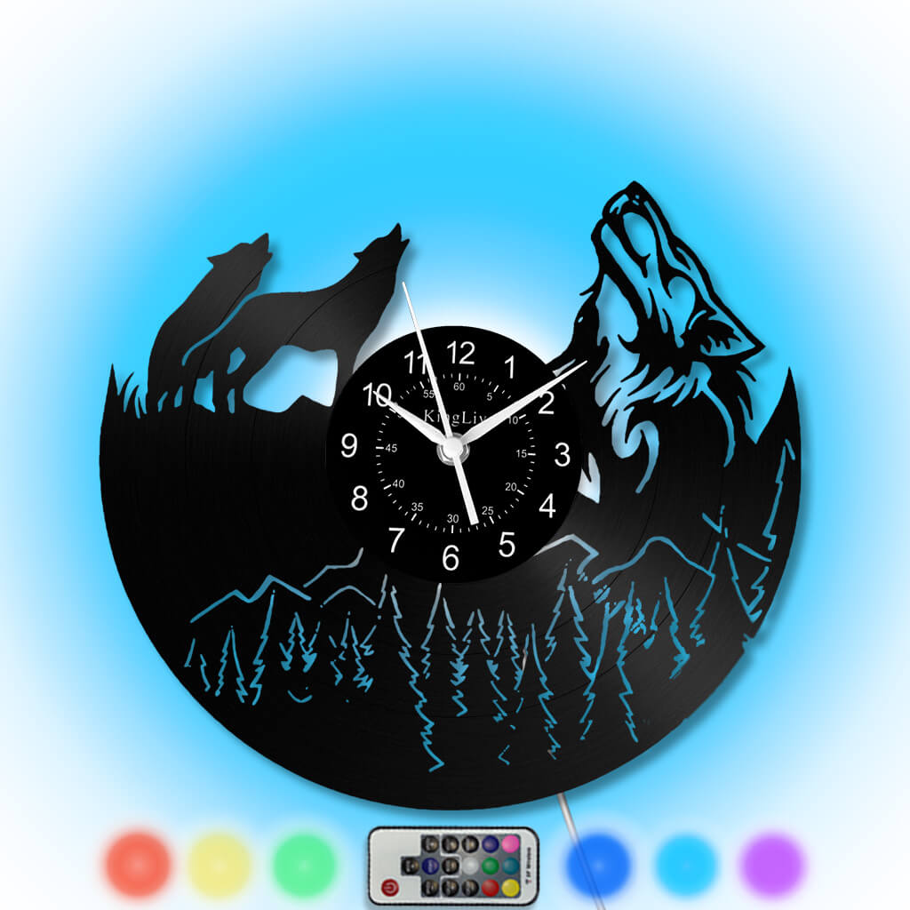 LED Vinyl Wall Clock | Wolf | 0115WPB