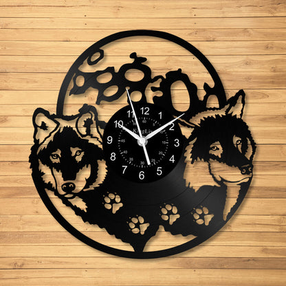 LED Vinyl Wall Clock | Wolf | 12'' | 0153WPB