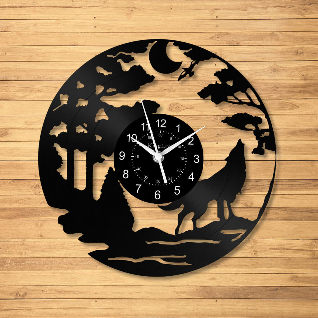 LED Vinyl Wall Clock | Wolf | 0056WPB