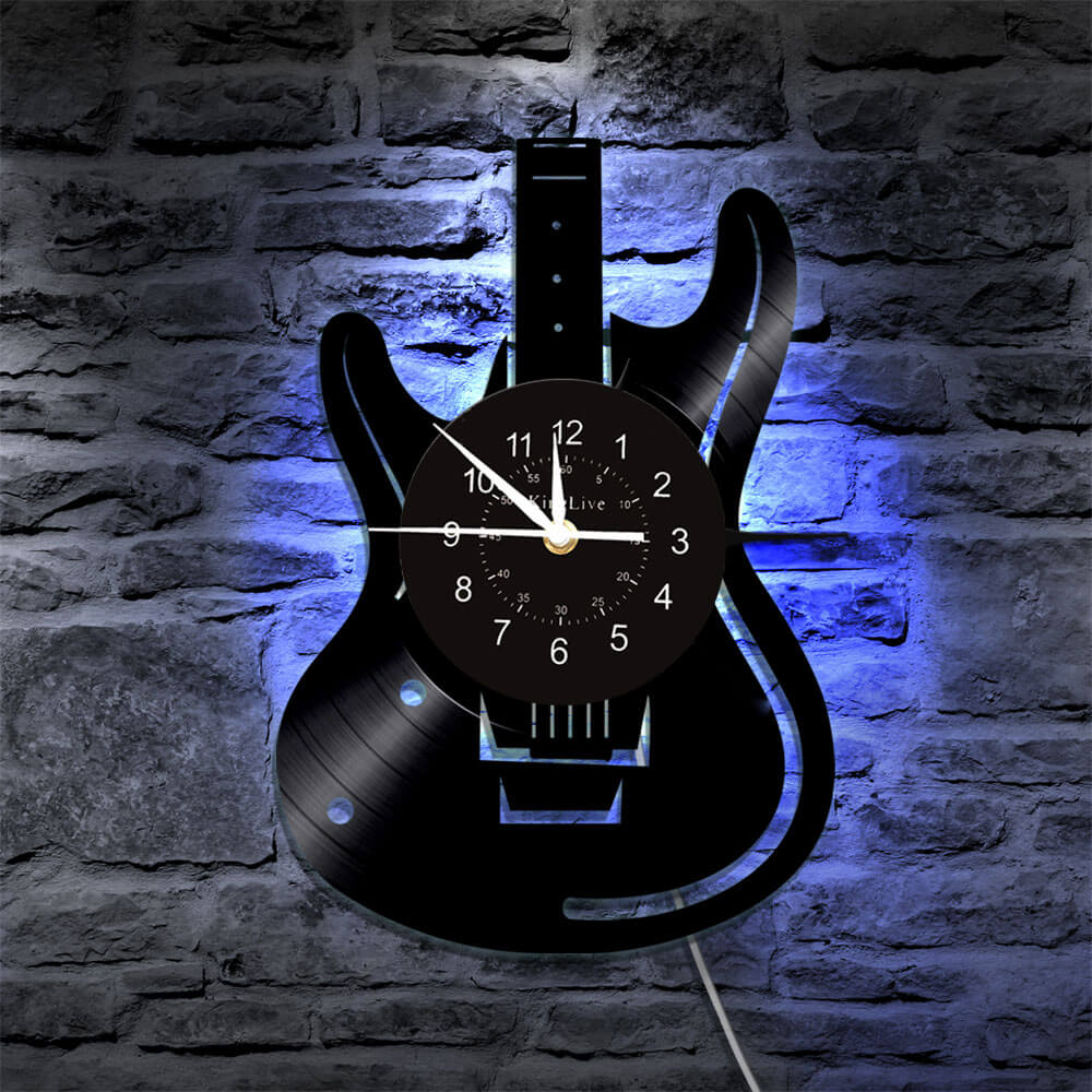 Guitar Led Vinyl Record Wall Clock