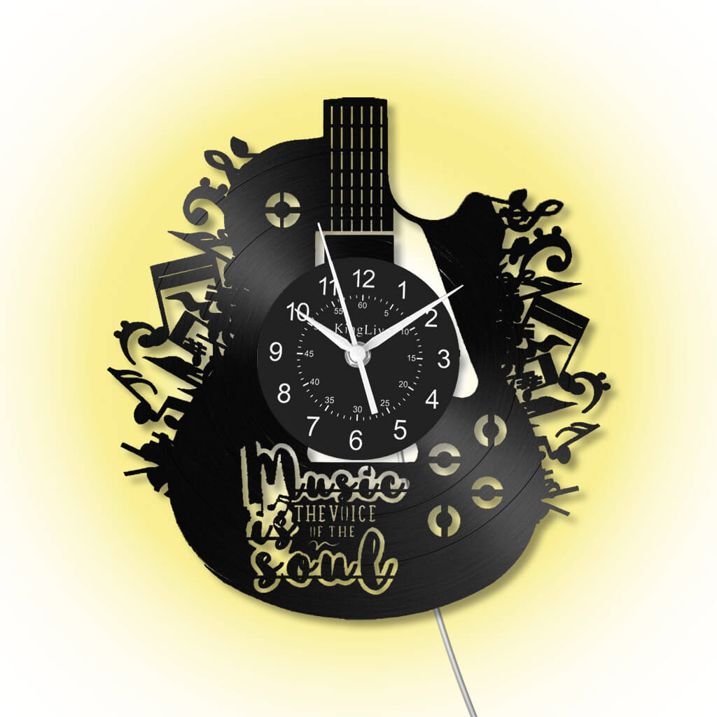 Guitar Led Vinyl Record Wall Clock