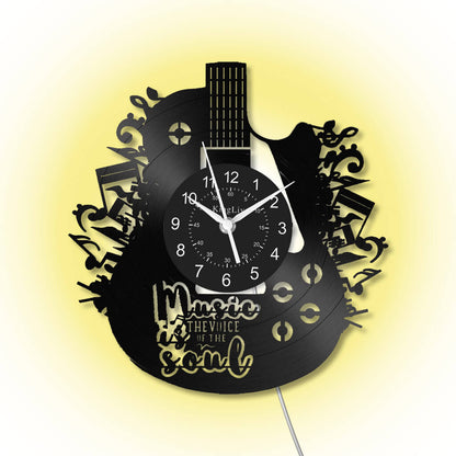 Guitar Led Vinyl Record Wall Clock
