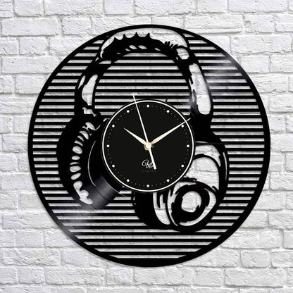 Headphone LED Vinyl Wall Clock Record Clock Wall Decor Art Black