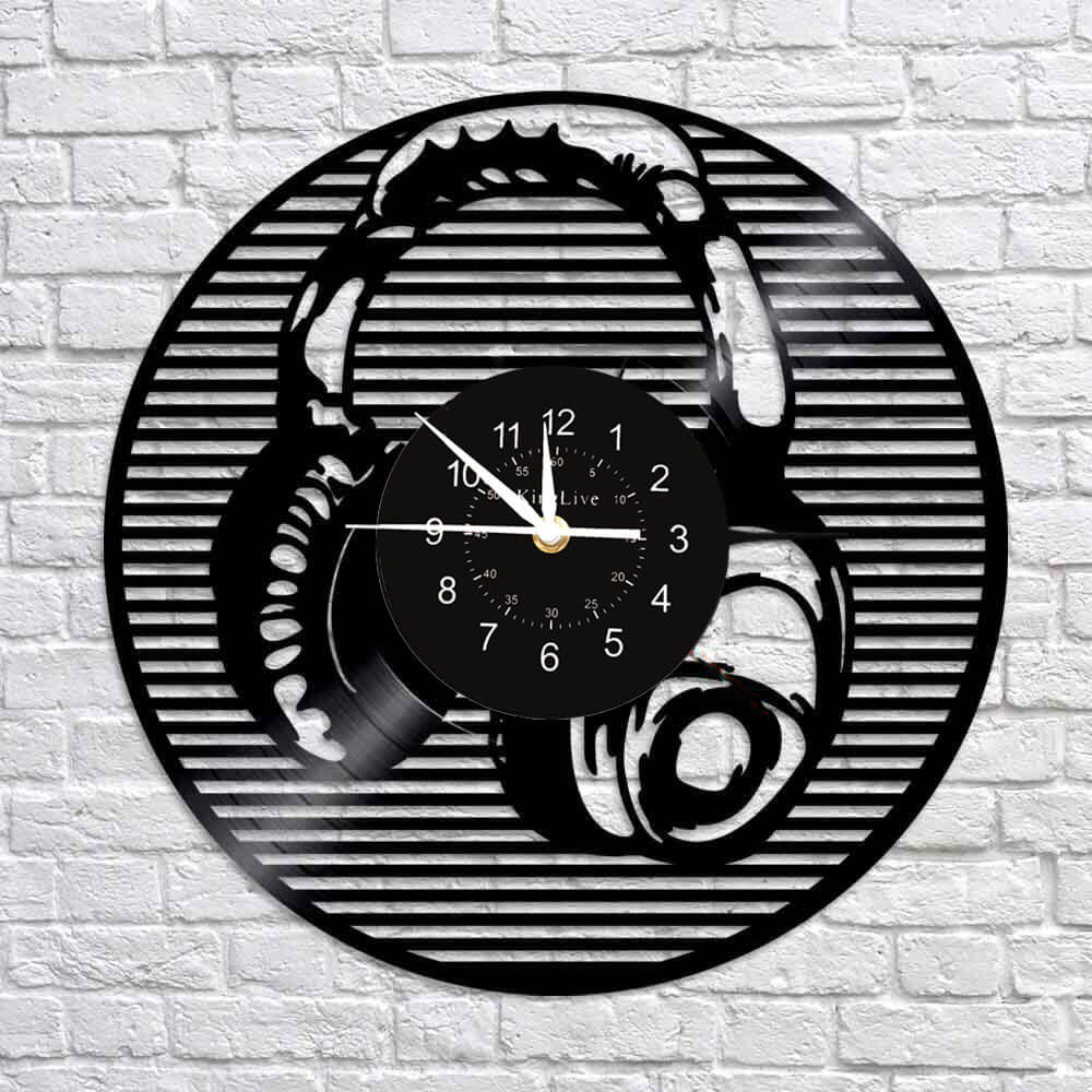 Headphone Black Vinyl Wall Clock Record Clock Art