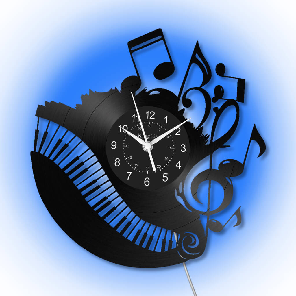 Music Piano Led Vinyl Record Wall Clock