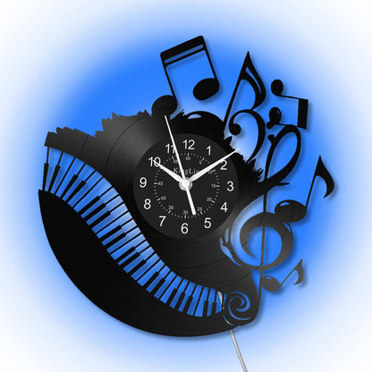 Music Piano Led Vinyl Record Wall Clock