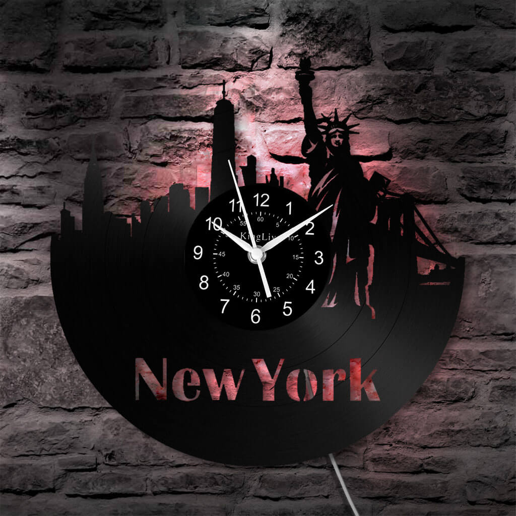 LED Vinyl Wall Clock | New York | 0205WPBN