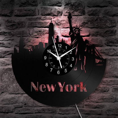 LED Vinyl Wall Clock | New York | 0205WPBN