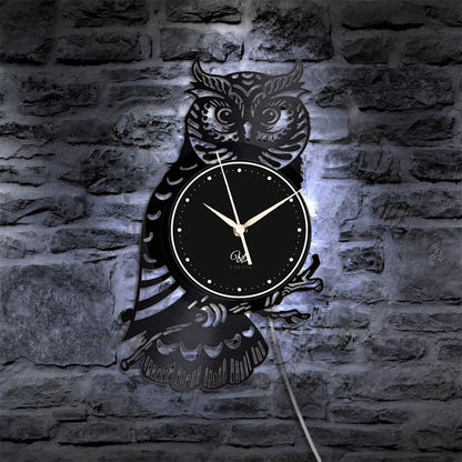 Owl Led Vinyl Record Wall Clock