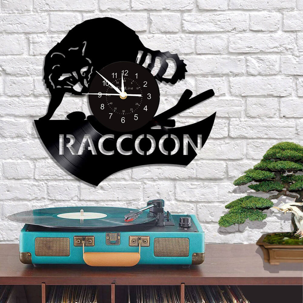 Raccoon Dog Fox Led Vinyl Record Wall Clock