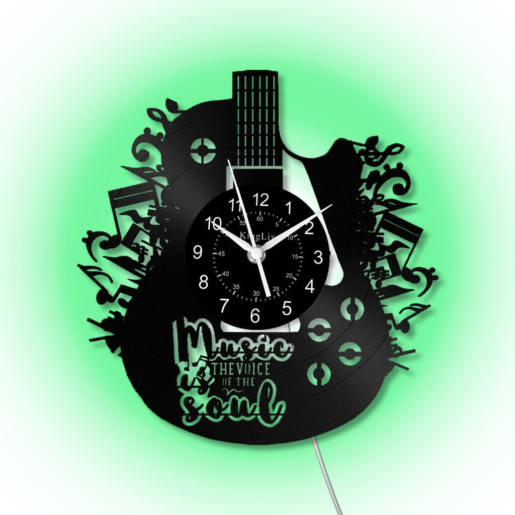 LED Vinyl Wall Clock | Guitar Music | 12''