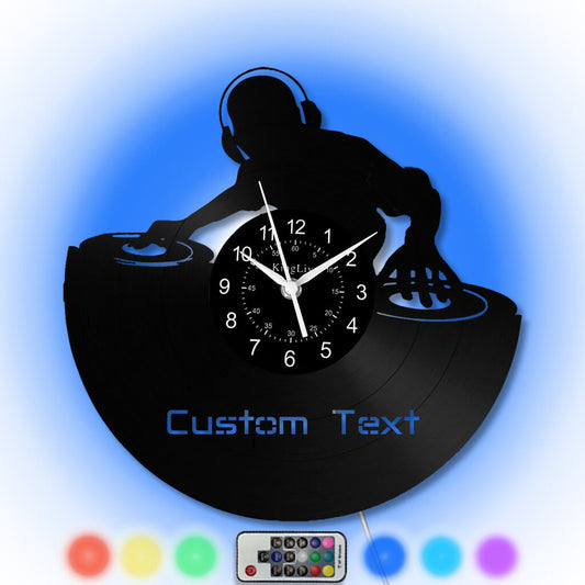 LED Vinyl Wall Clock | Custom DJ Name | 12''