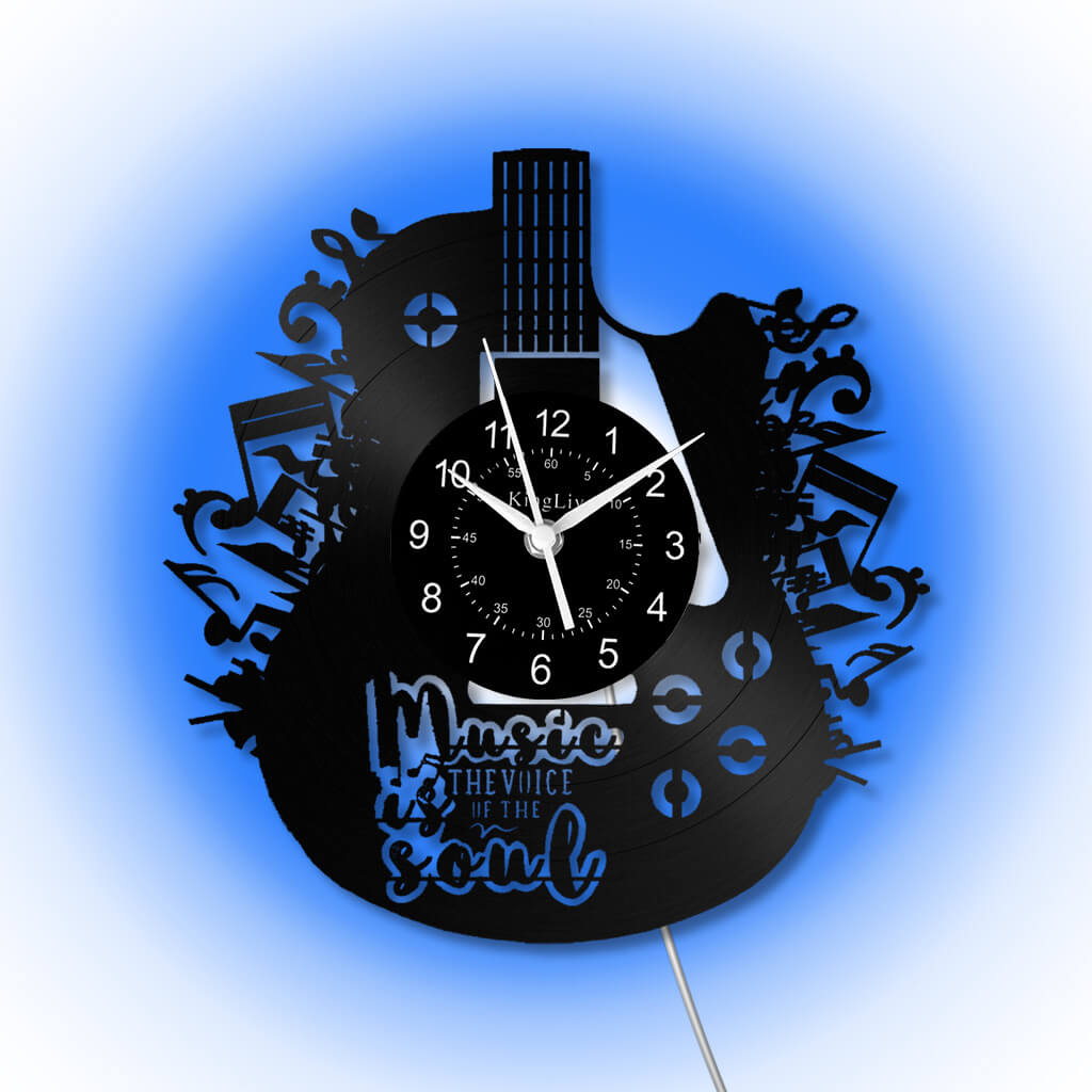 LED Vinyl Wall Clock | Guitar Music | 12''