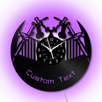 LED Vinyl Wall Clock | Tattoo Shop Name | 12'' | 0308WPB