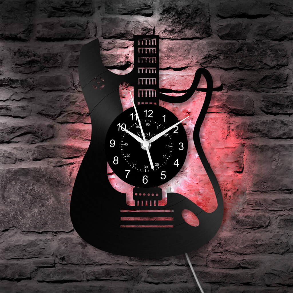 LED Vinyl Wall Clock | Guitar | 12'' | 0027WPB