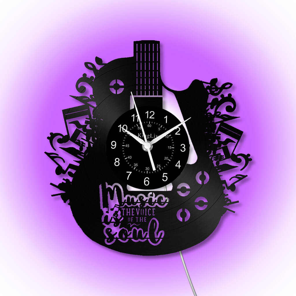 LED Vinyl Wall Clock | Guitar Music | 12''