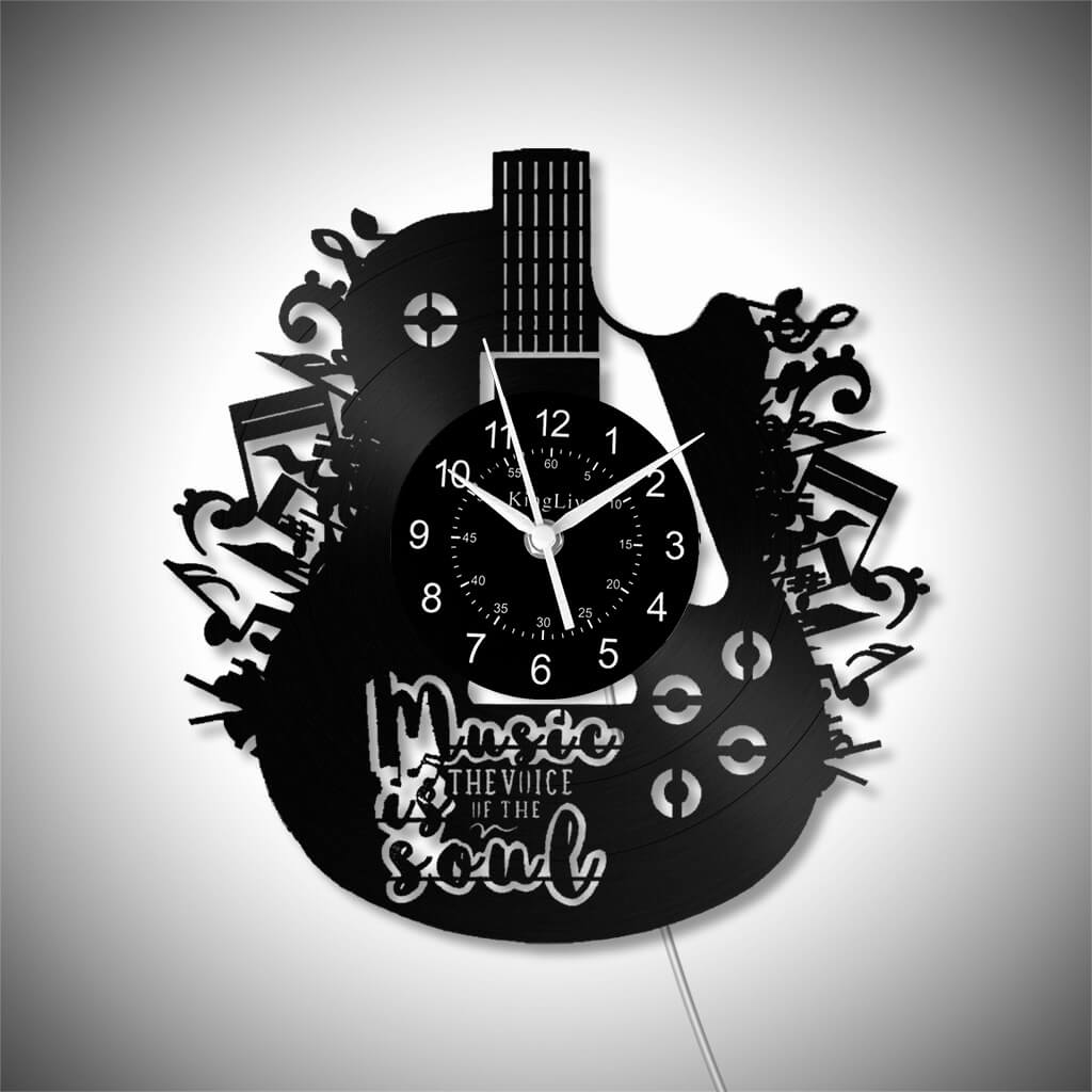 LED Vinyl Wall Clock | Guitar Music | 12''