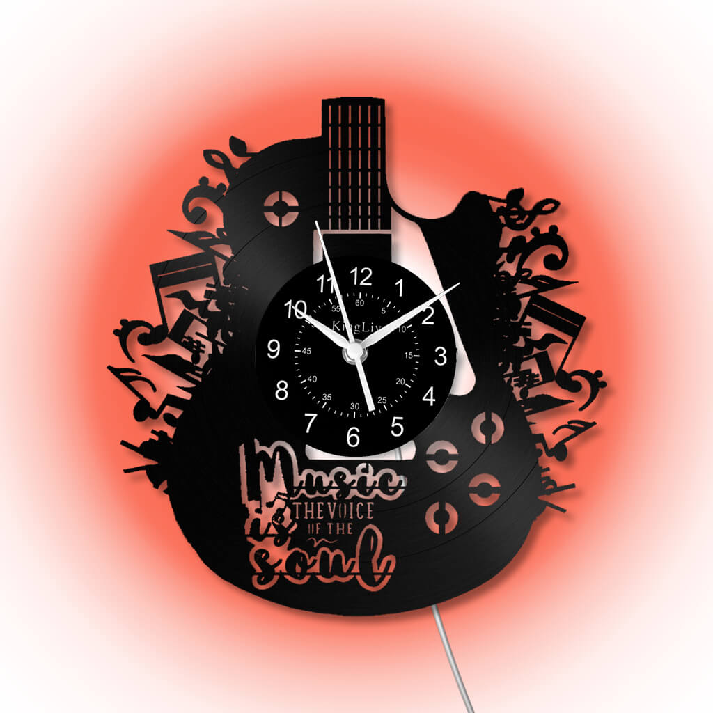 LED Vinyl Wall Clock | Guitar Music | 12''
