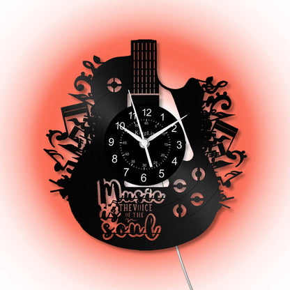 LED Vinyl Wall Clock | Guitar Music | 12''