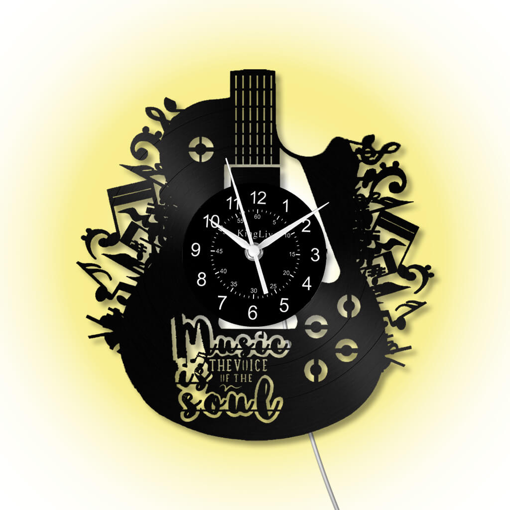 LED Vinyl Wall Clock | Guitar Music | 12''